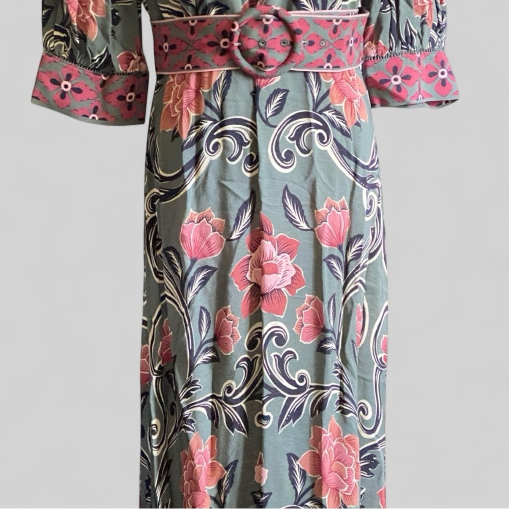 NWT FARM Rio Short Sleeve Arabesque Floral Green Maxi Dress Size Medium - Picture 7 of 16